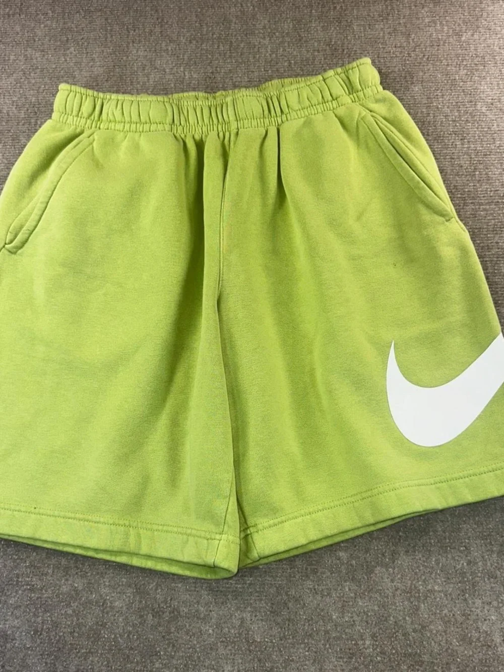 Nike Men’s Lime Green Athletic Shorts with White Swoosh